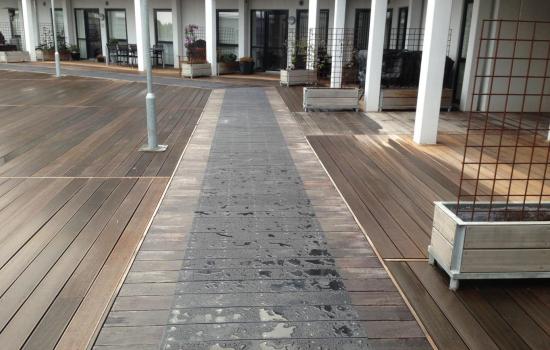 Wet slip safe deck strips for wood