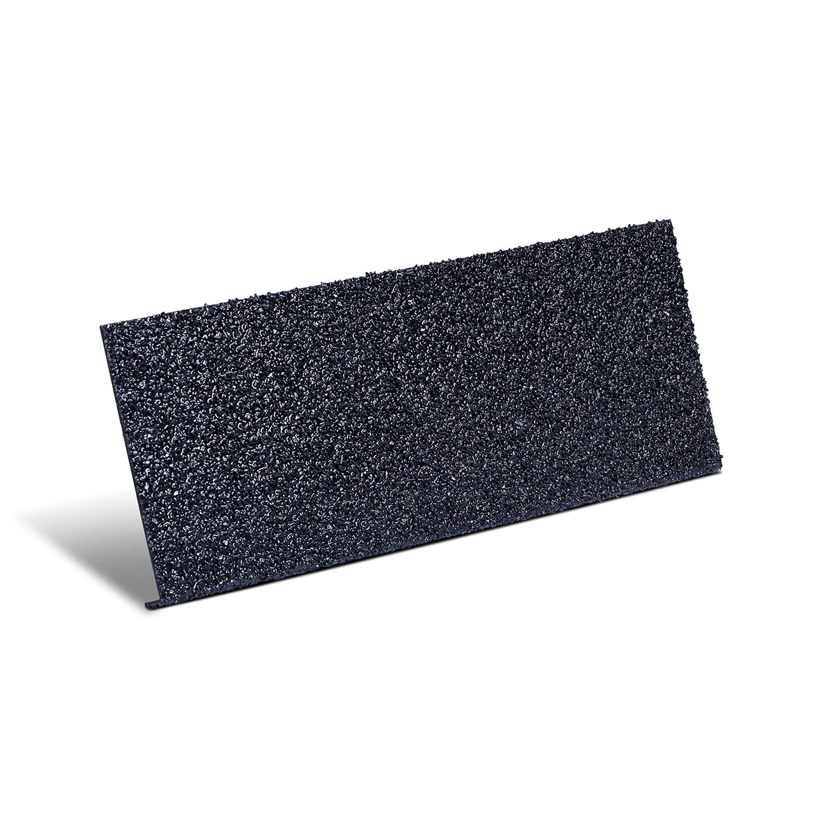 Black anti-slip step cover with high-traction surface for stairs.