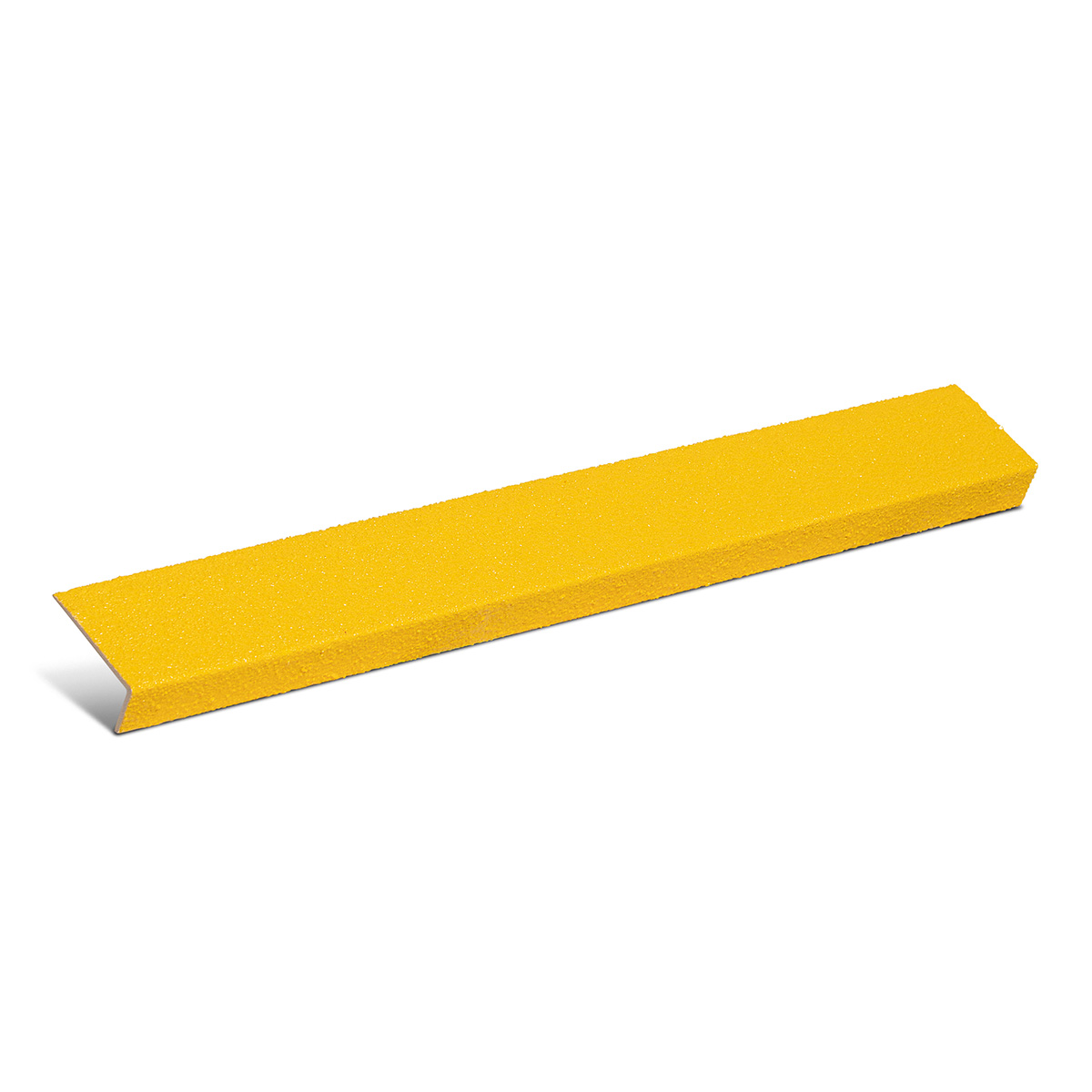 Yellow anti-slip stair edge nosing designed to improve step visibility and safety.