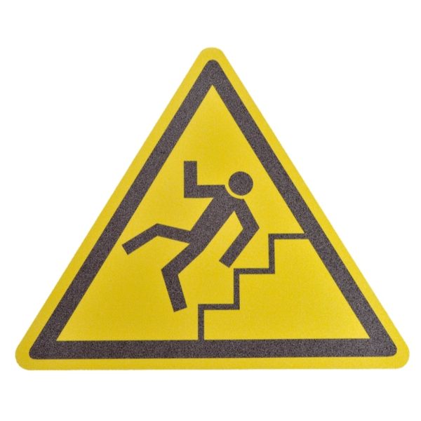 Floor marker with ‘‘Beware of stairs!’’ nudging.